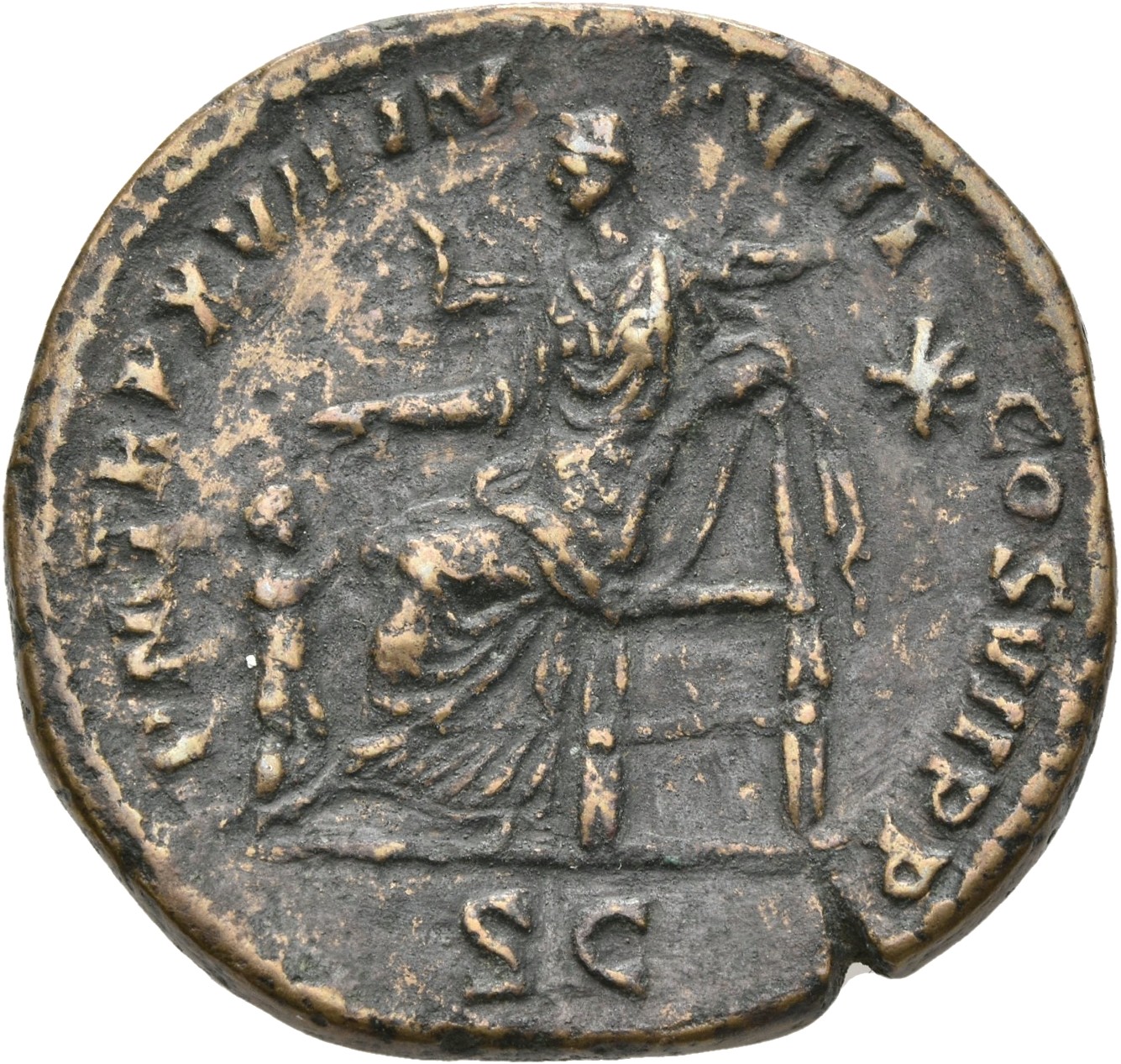 RIC III Commodus 627 Commodus reverse, Liberalitas, draped, standing left, holding abacus in extended right hand and cornu...