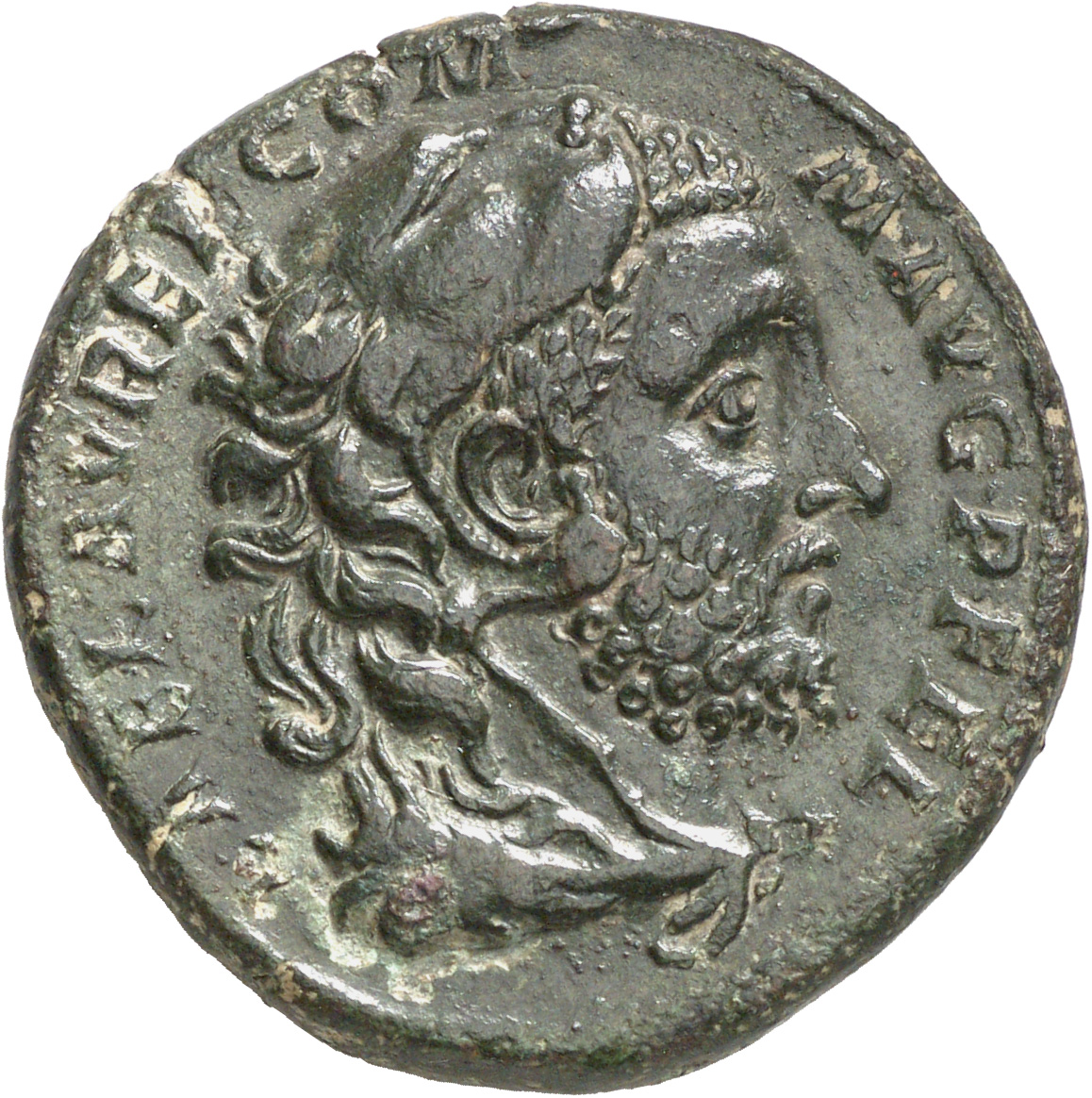 RIC III Commodus 637 Commodus obverse, Head of Commodus, wearing lion-skin, right