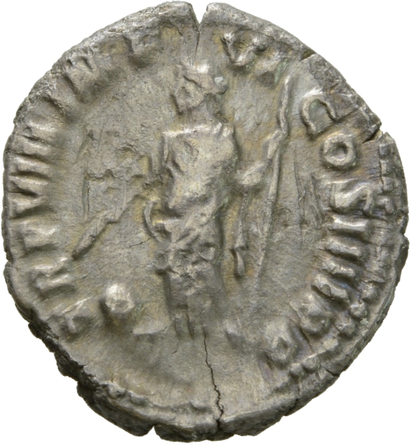 RIC III Commodus 65 Commodus reverse, Providentia, draped, standing left, holding wand in right hand over globe, set on gr...