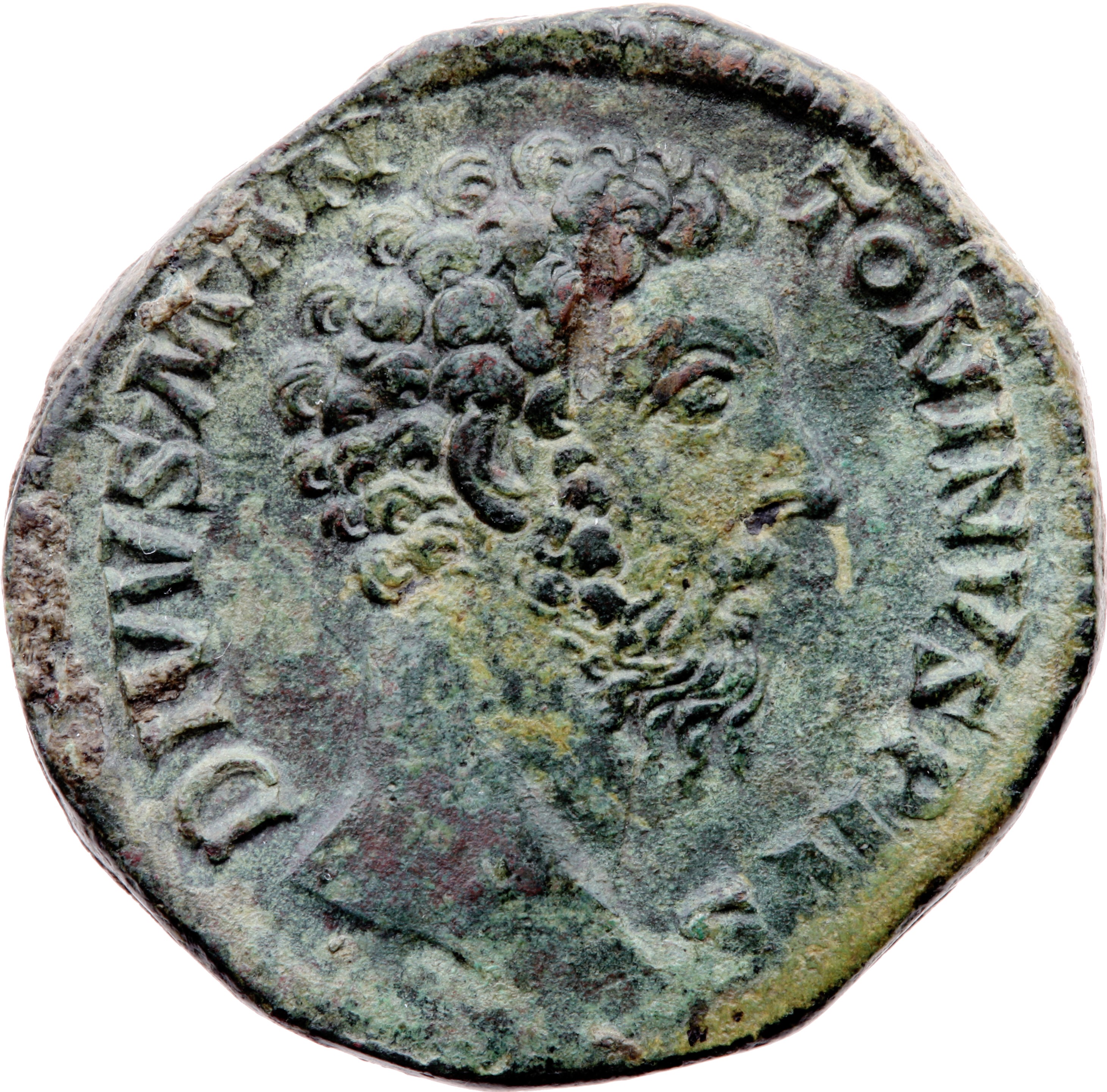 RIC III Commodus 654 Commodus obverse, Head of Marcus Aurelius, bare, right