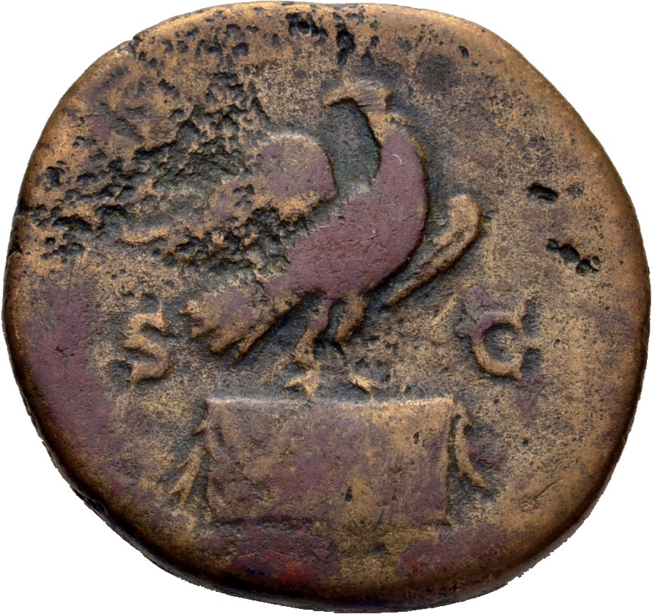 RIC III Commodus 657 Commodus reverse, Eagle, head left, standing right on garlanded altar