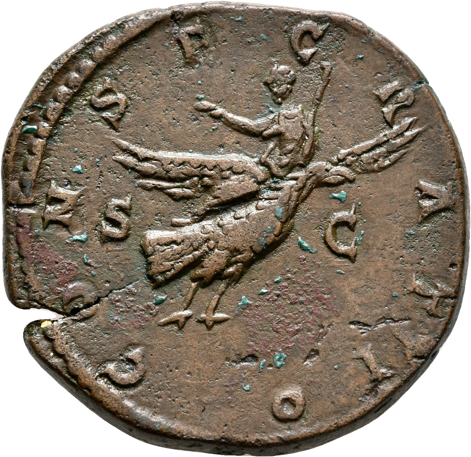 RIC III Commodus 659 Commodus reverse, Eagle, flying right, bearing on its back Marcus Aurelius, holding sceptre