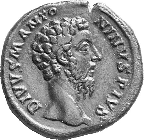 RIC III Commodus 660 Commodus obverse, Head of Marcus Aurelius, bare, right