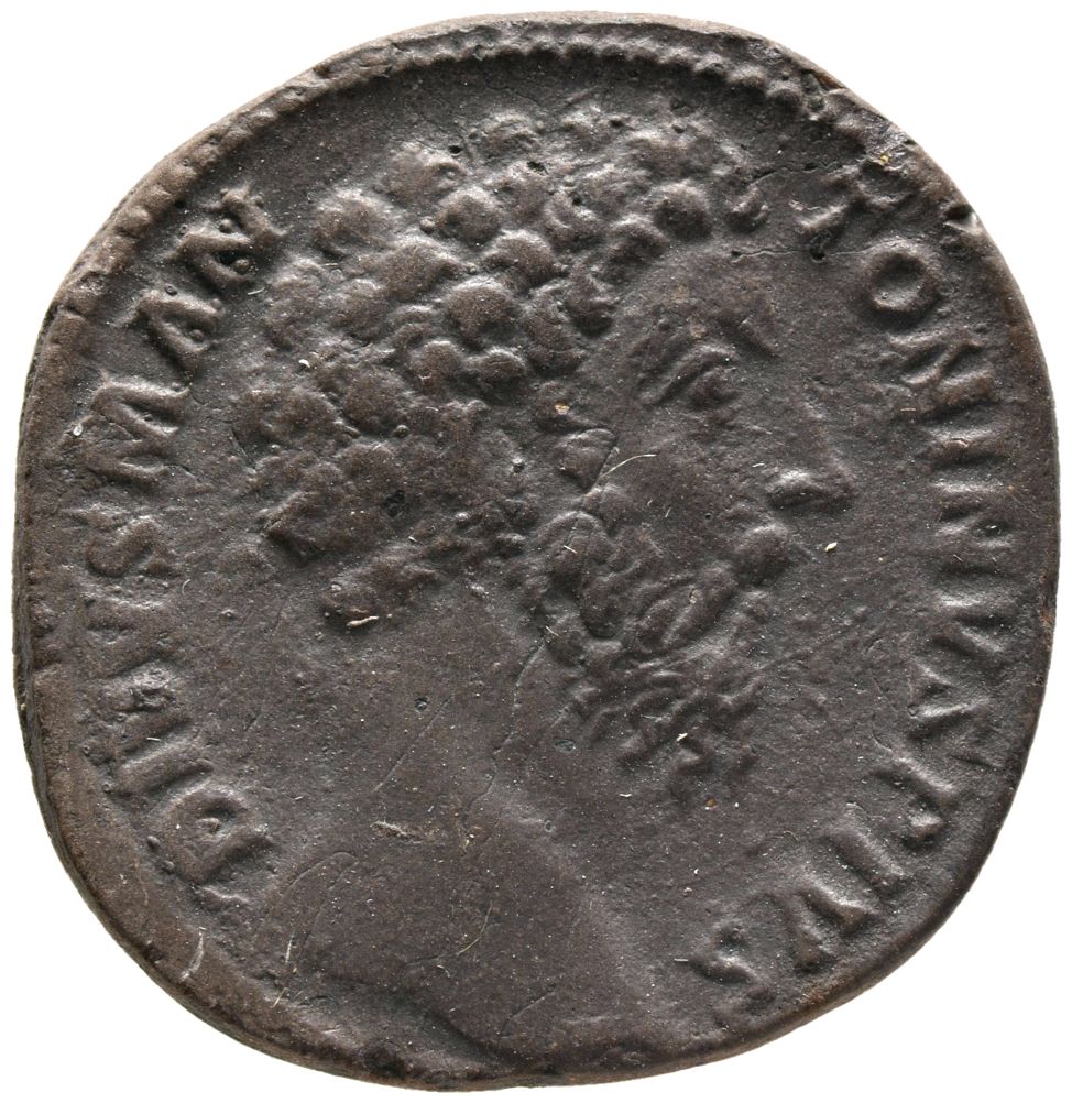 RIC III Commodus 661 Commodus obverse, Head of Marcus Aurelius, bare, right
