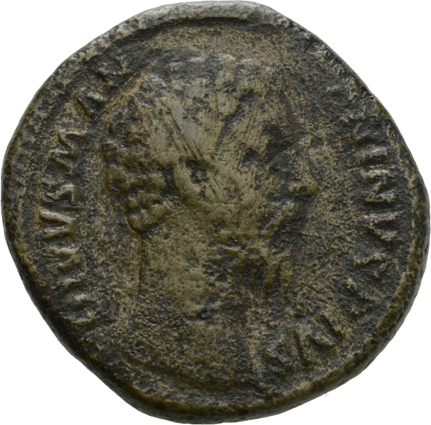 RIC III Commodus 662 Commodus obverse, Head of Marcus Aurelius, bare, right