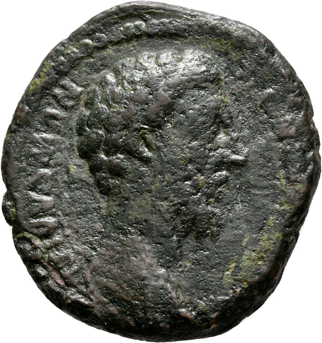 RIC III Commodus 663 Commodus obverse, Head of Marcus Aurelius, bare, right