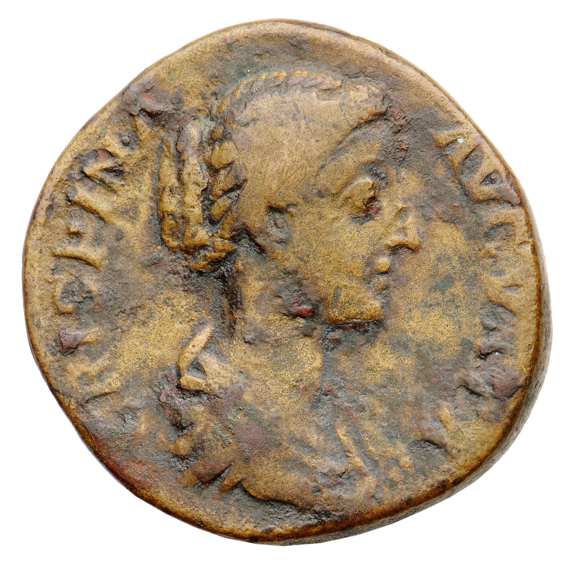 RIC III Commodus 669 Commodus obverse, Bust of Crispina, draped, hair waved and rolled at crown and knotted on back of hea...