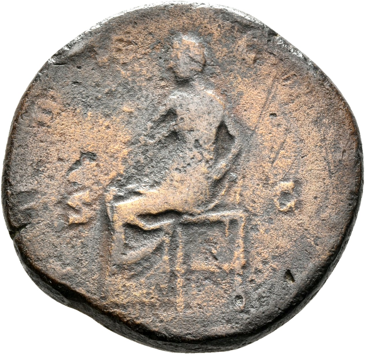 RIC III Commodus 670 Commodus reverse, Pudicitia, draped, seated left, resting left hand on breast