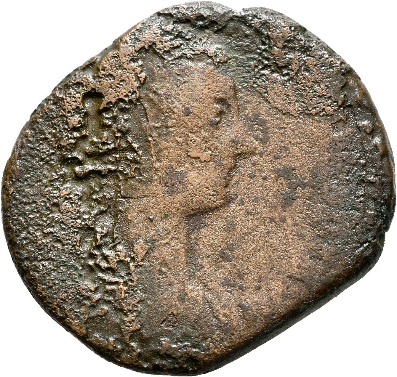 RIC III Commodus 672B Commodus obverse, Bust of Crispina, draped, hair waved and rolled at crown and knotted on back of he...
