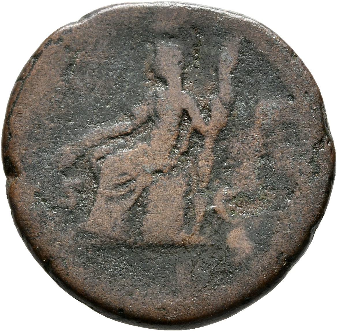 RIC III Commodus 674 (as) Commodus reverse, Ceres, draped, seated left on cista mystica, holding corn-ears in right hand a...