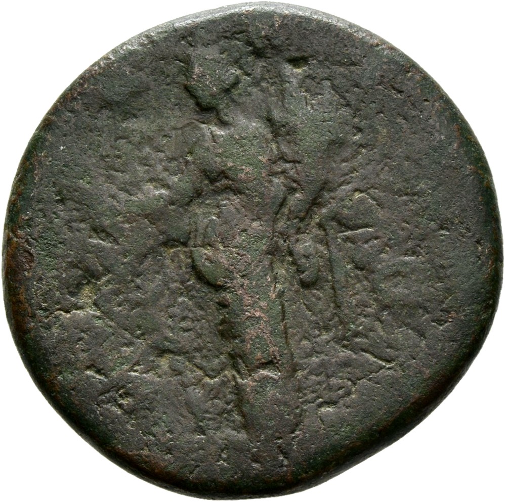 RIC III Commodus 678 (as) Commodus reverse, Hilaritas, draped, standing left, holding long palm, nearly vertical, in right...