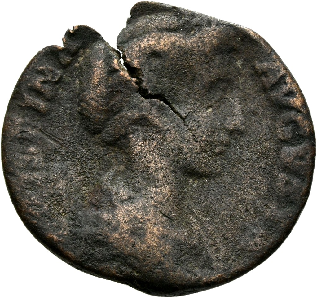 RIC III Commodus 679 (as) Commodus obverse, Bust of Crispina, draped, hair waved and rolled at crown and knotted on back o...