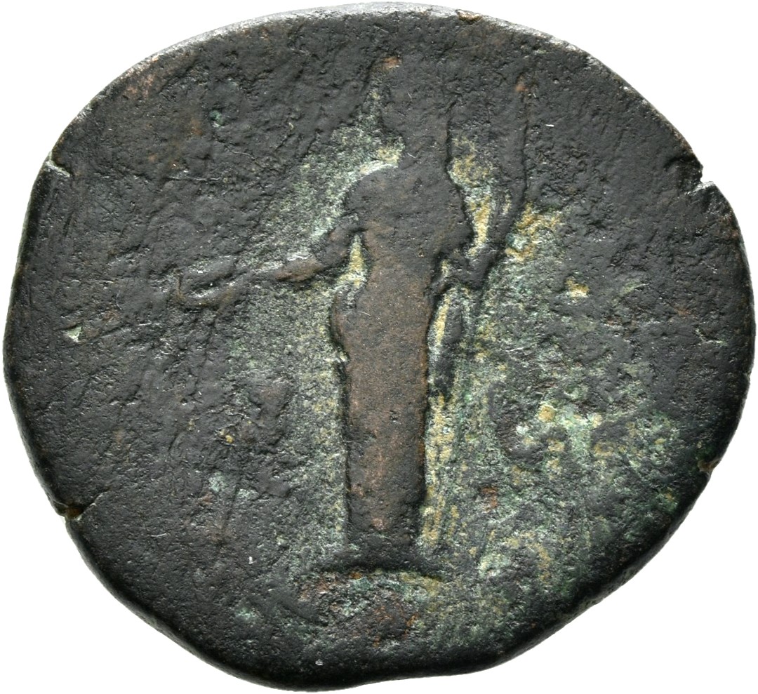 RIC III Commodus 680 (as) Commodus reverse, Juno, veiled, draped, standing left, holding patera in extended right hand and...