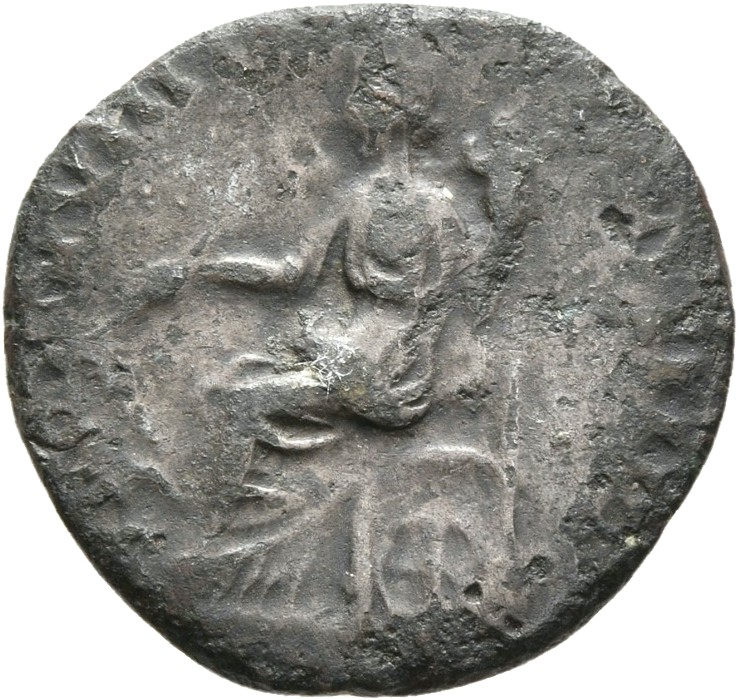 RIC III Commodus 6Bd Commodus reverse, Fortuna, draped, seated left on low seat, holding rudder set on ground in right han...