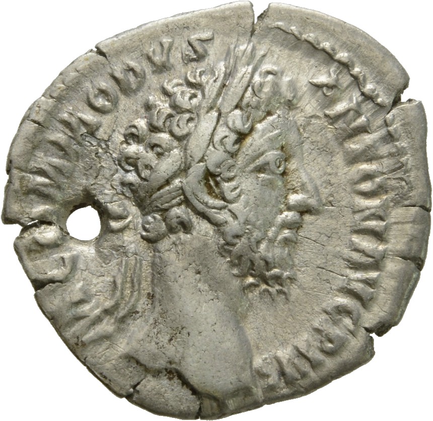 RIC III Commodus 74 Commodus obverse, Head of Commodus, laureate, right