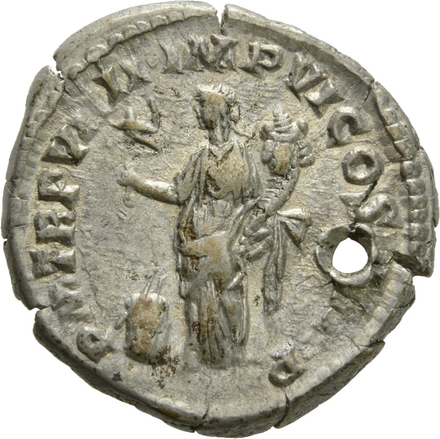RIC III Commodus 74 Commodus reverse, Felicitas, draped, standing left, holding caduceus in right hand and sceptre in left...