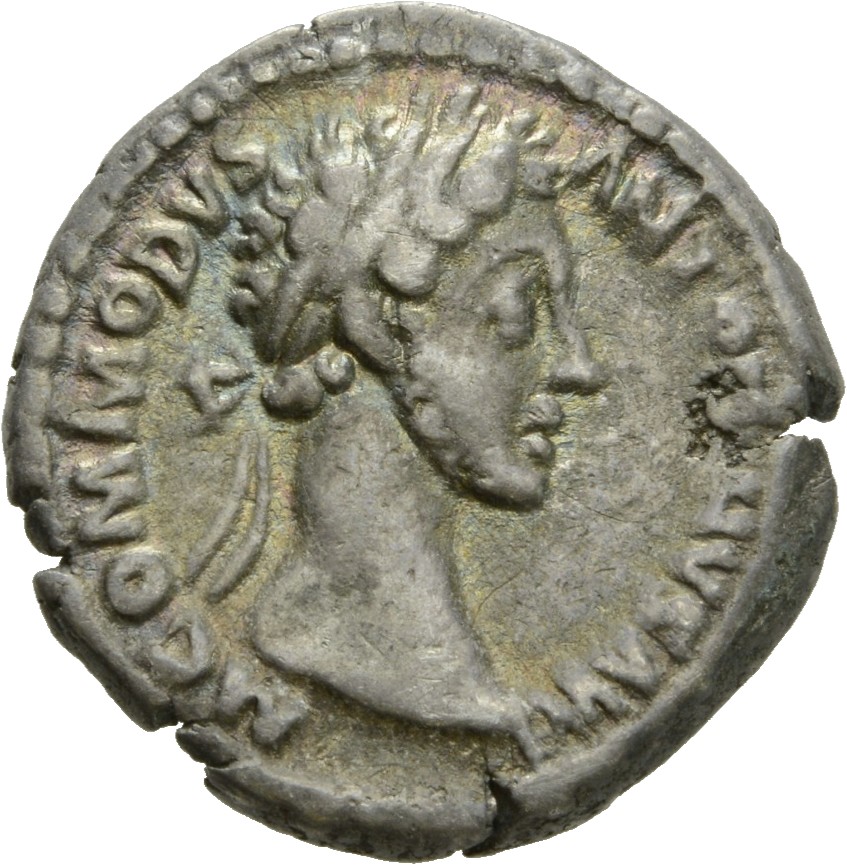 RIC III Commodus 9a Commodus obverse, Head of Commodus, laureate, right
