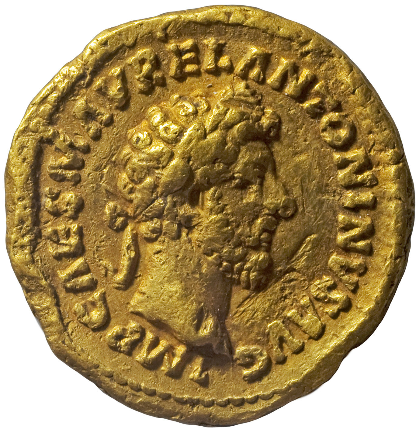 RIC III Marcus Aurelius 10 Marcus Aurelius obverse, Head of Marcus Aurelius, laureate, right