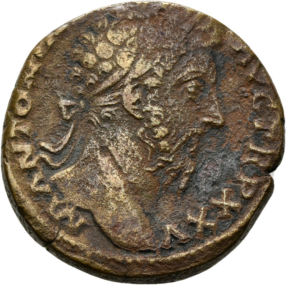 RIC III Marcus Aurelius 1001 Marcus Aurelius obverse, Head of Marcus Aurelius, laureate, right