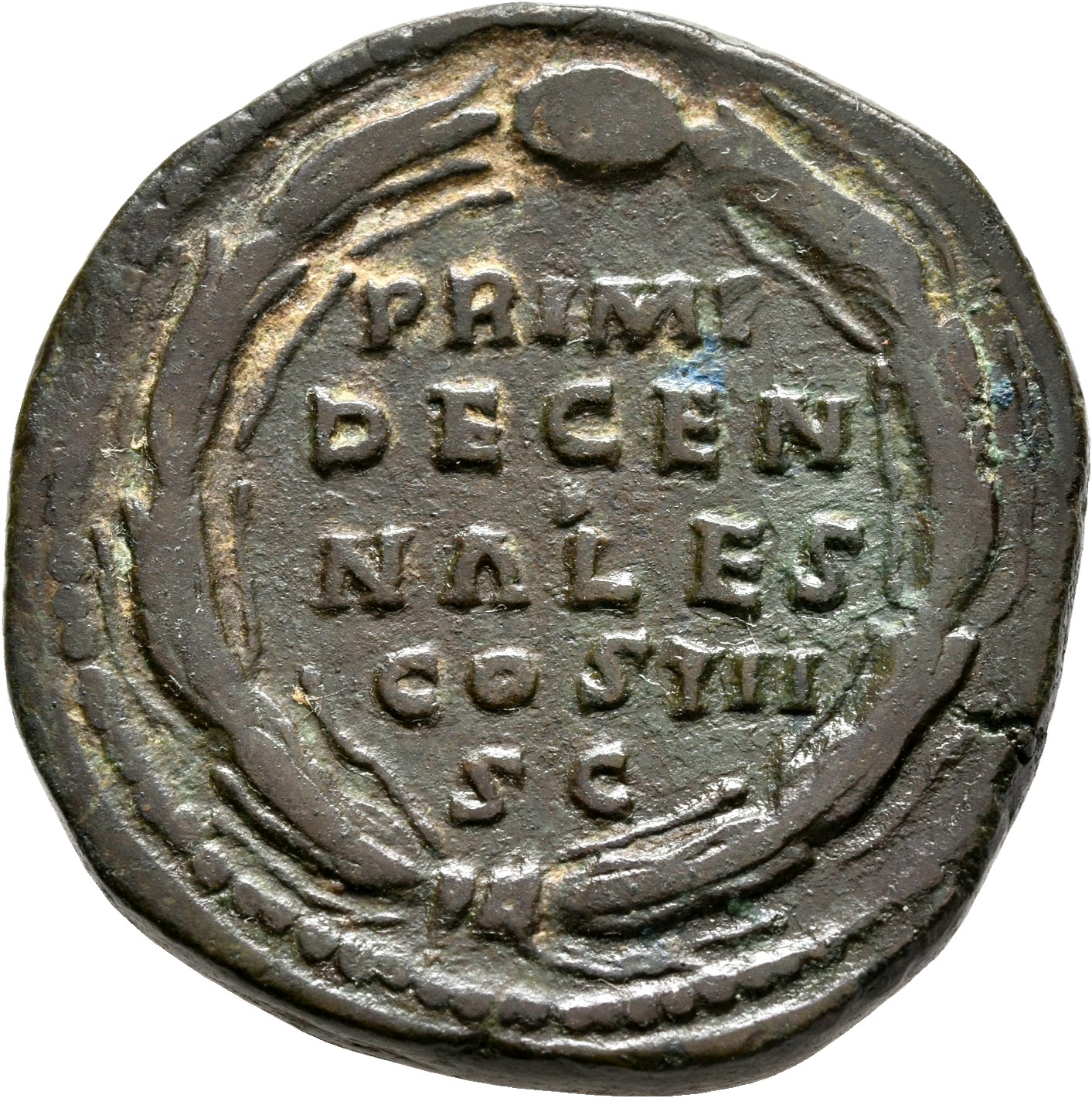RIC III Marcus Aurelius 1003 Marcus Aurelius reverse, Oak-wreath with legend in five lines inside