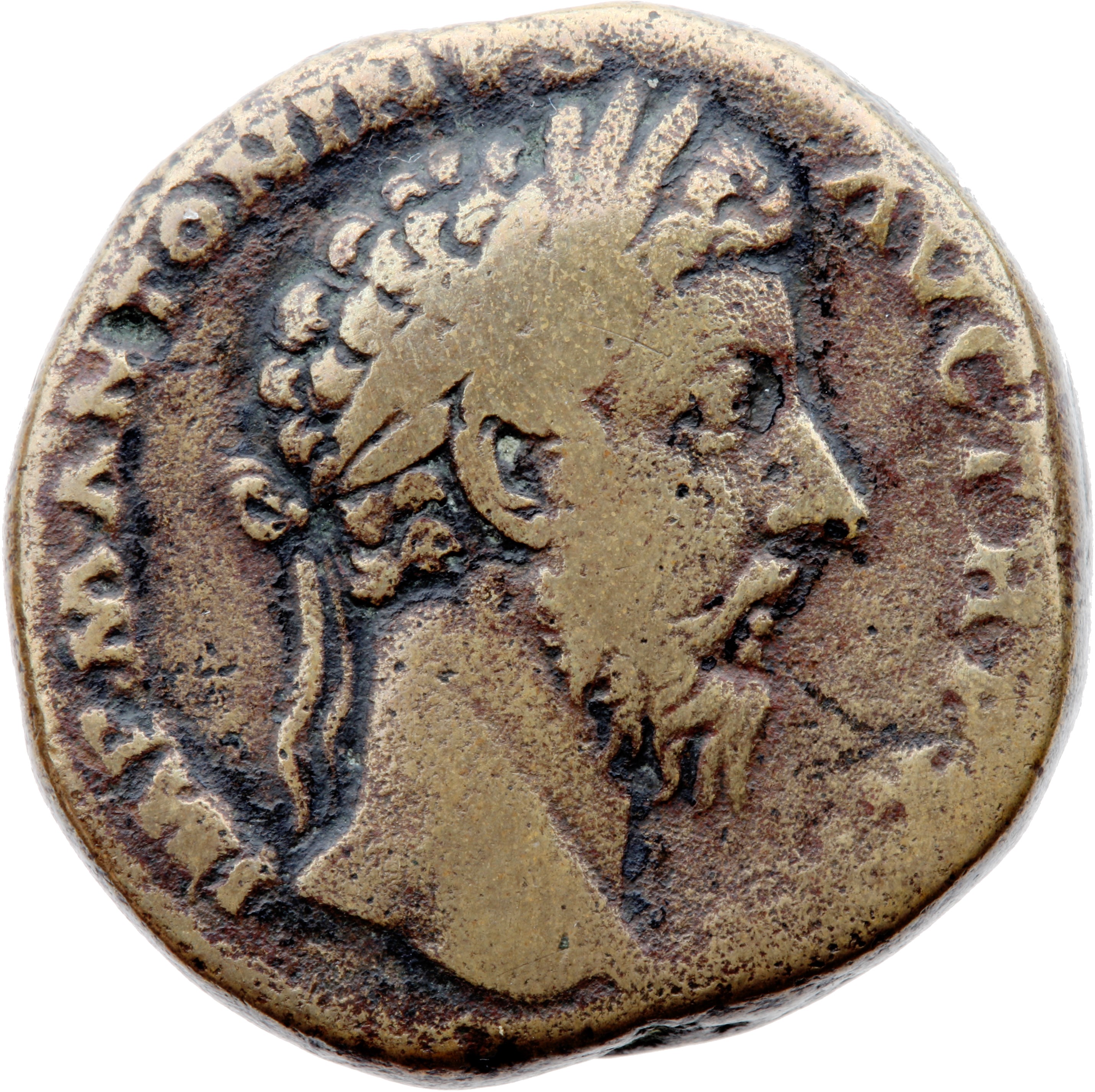 RIC III Marcus Aurelius 1006 Marcus Aurelius obverse, Head of Marcus Aurelius, laureate, right