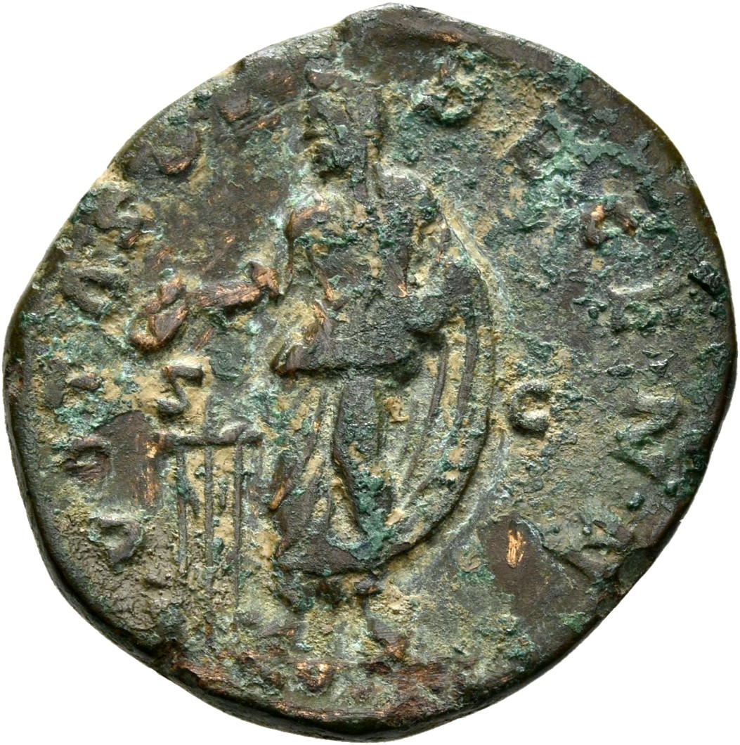 RIC III Marcus Aurelius 1015 Marcus Aurelius reverse, Marcus Aurelius, veiled, togate, standing left, sacrificing out of p...