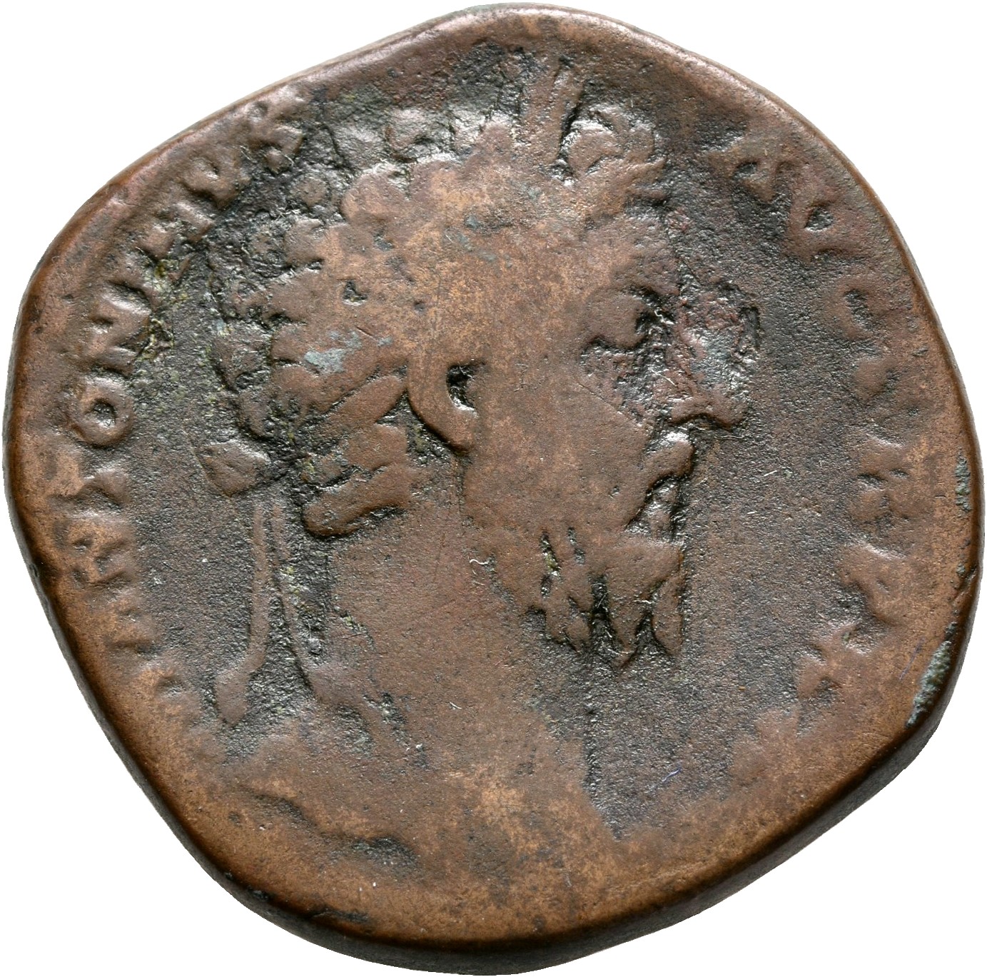 RIC III Marcus Aurelius 1037 Marcus Aurelius obverse, Head of Marcus Aurelius, laureate, right