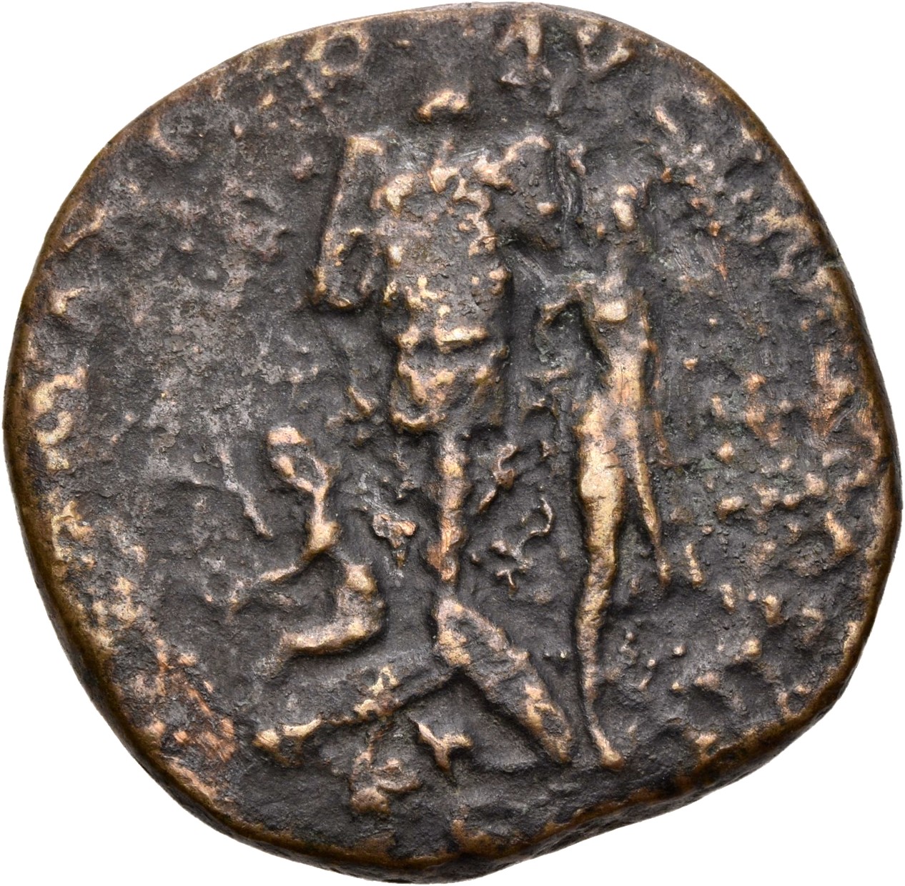 RIC III Marcus Aurelius 1060 Marcus Aurelius reverse, Trophy with shields at foot; to left, German woman, seated left on s...