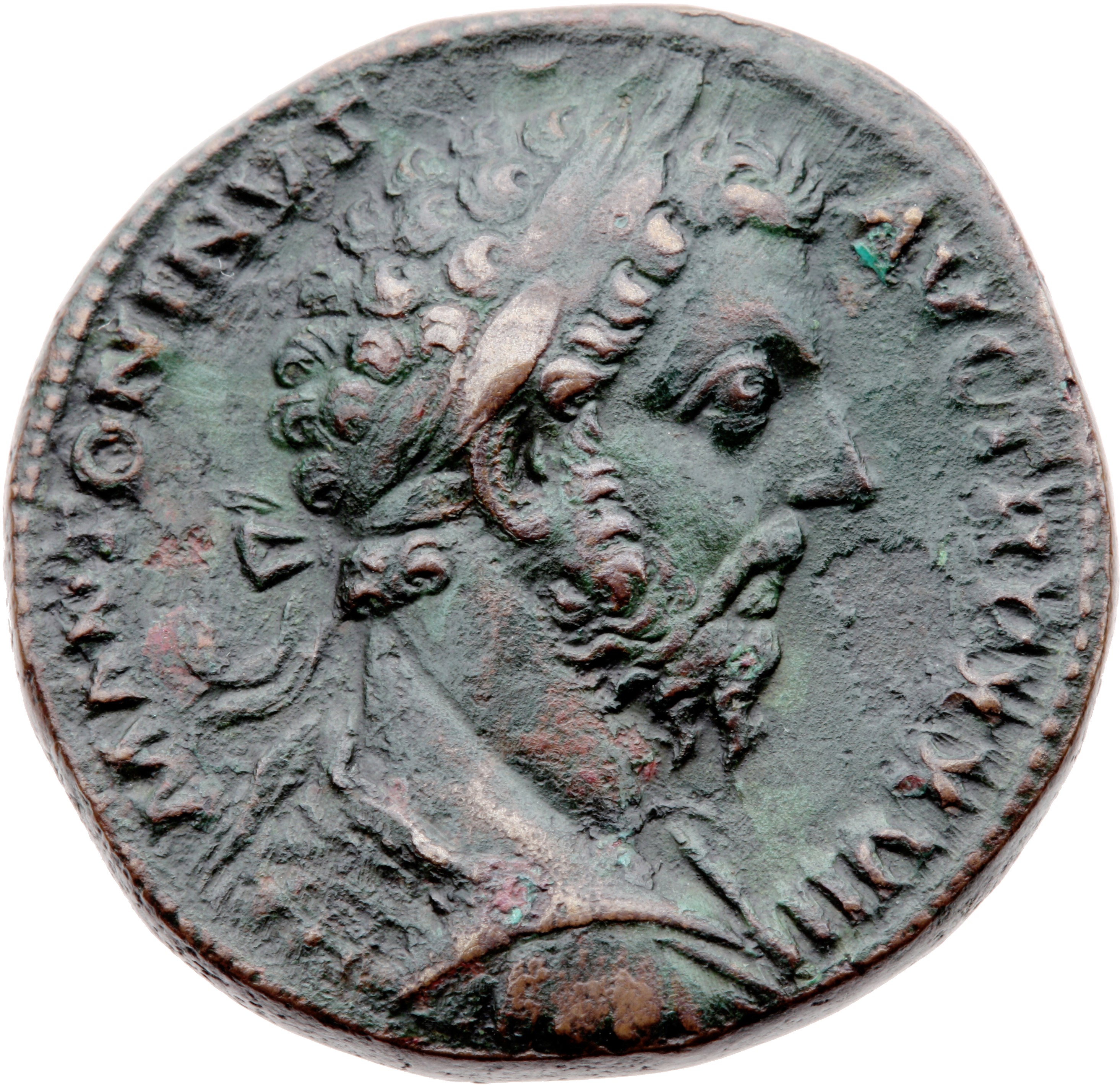 RIC III Marcus Aurelius 1063 Marcus Aurelius obverse, Bust of Marcus Aurelius, laureate, draped, cuirassed, right