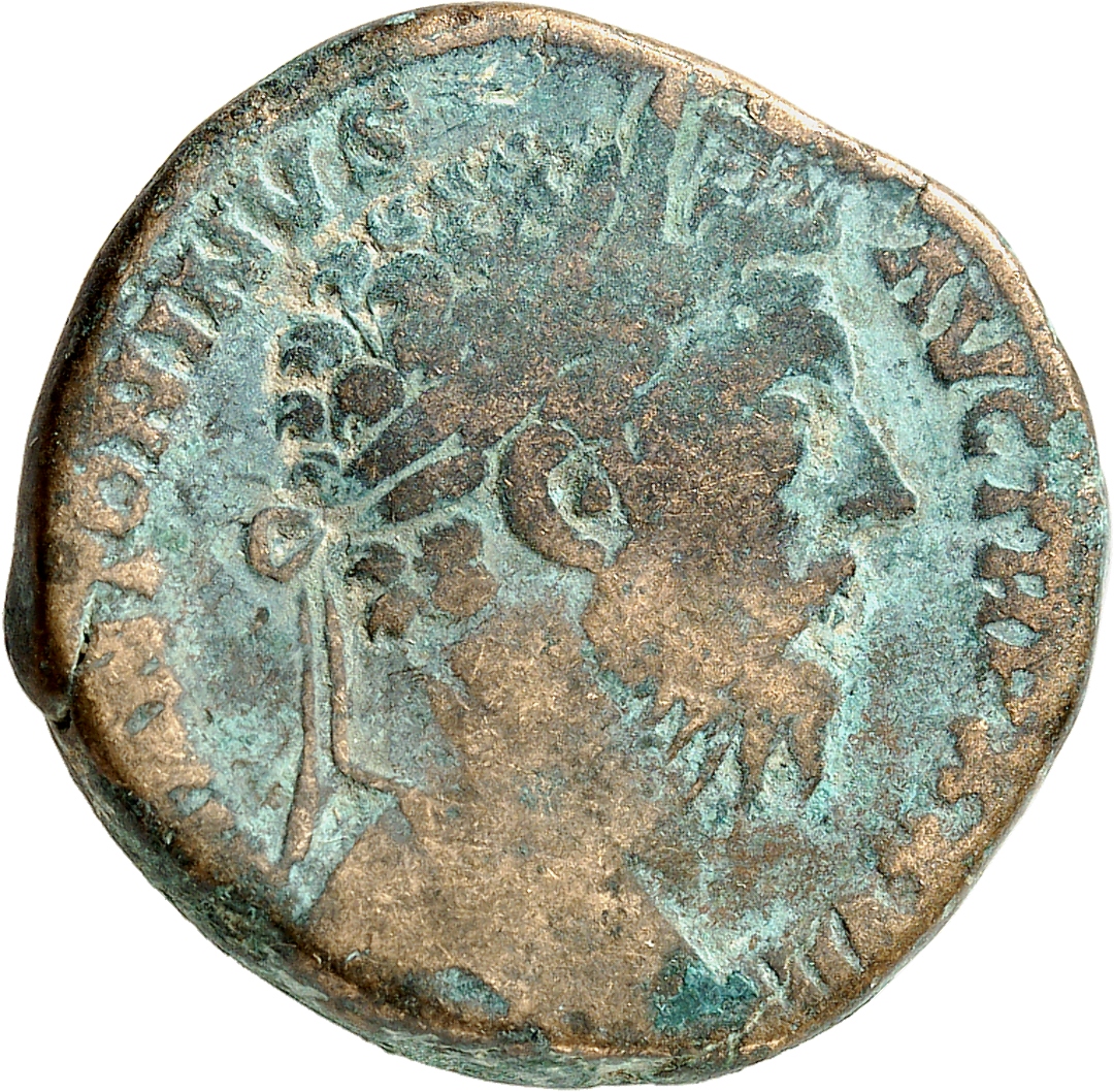 RIC III Marcus Aurelius 1064 Marcus Aurelius obverse, Head of Marcus Aurelius, laureate, right