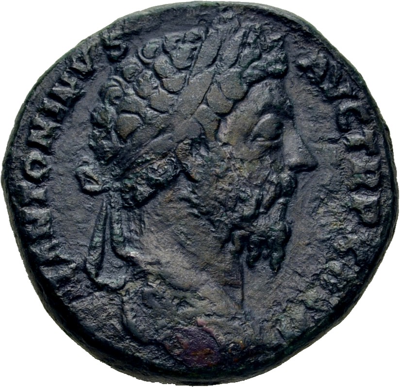 RIC III Marcus Aurelius 1064 Marcus Aurelius obverse — Head of Marcus Aurelius, laureate, right