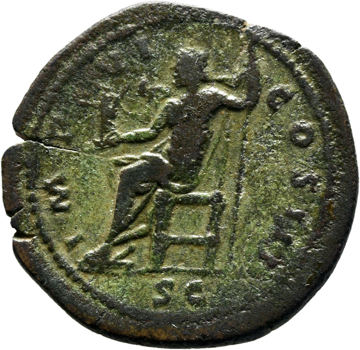 RIC III Marcus Aurelius 1065 Marcus Aurelius reverse, Jupiter, naked to waist, seated left on throne, holding Victory, sta...