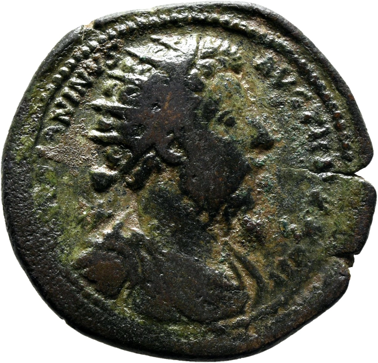 RIC III Marcus Aurelius 1065 Marcus Aurelius obverse, Head of Marcus Aurelius, radiate, right