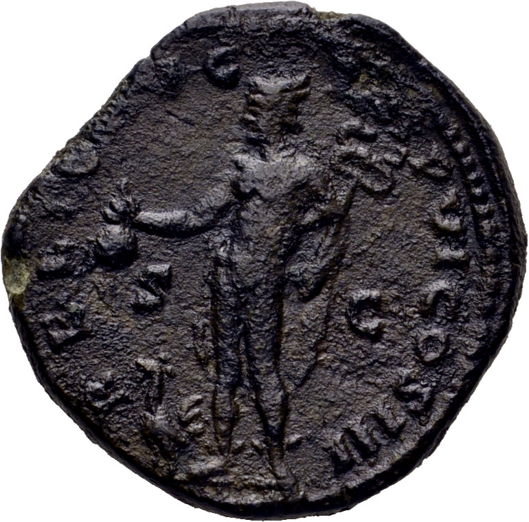 RIC III Marcus Aurelius 1070 Marcus Aurelius reverse, Mercury, wearing petasus and short robe, standing front, head left, ...