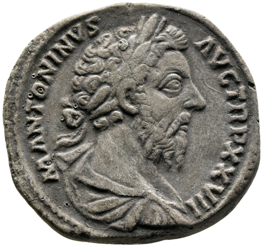 RIC III Marcus Aurelius 1074 Marcus Aurelius obverse, Bust of Marcus Aurelius, laureate, draped, cuirassed, right