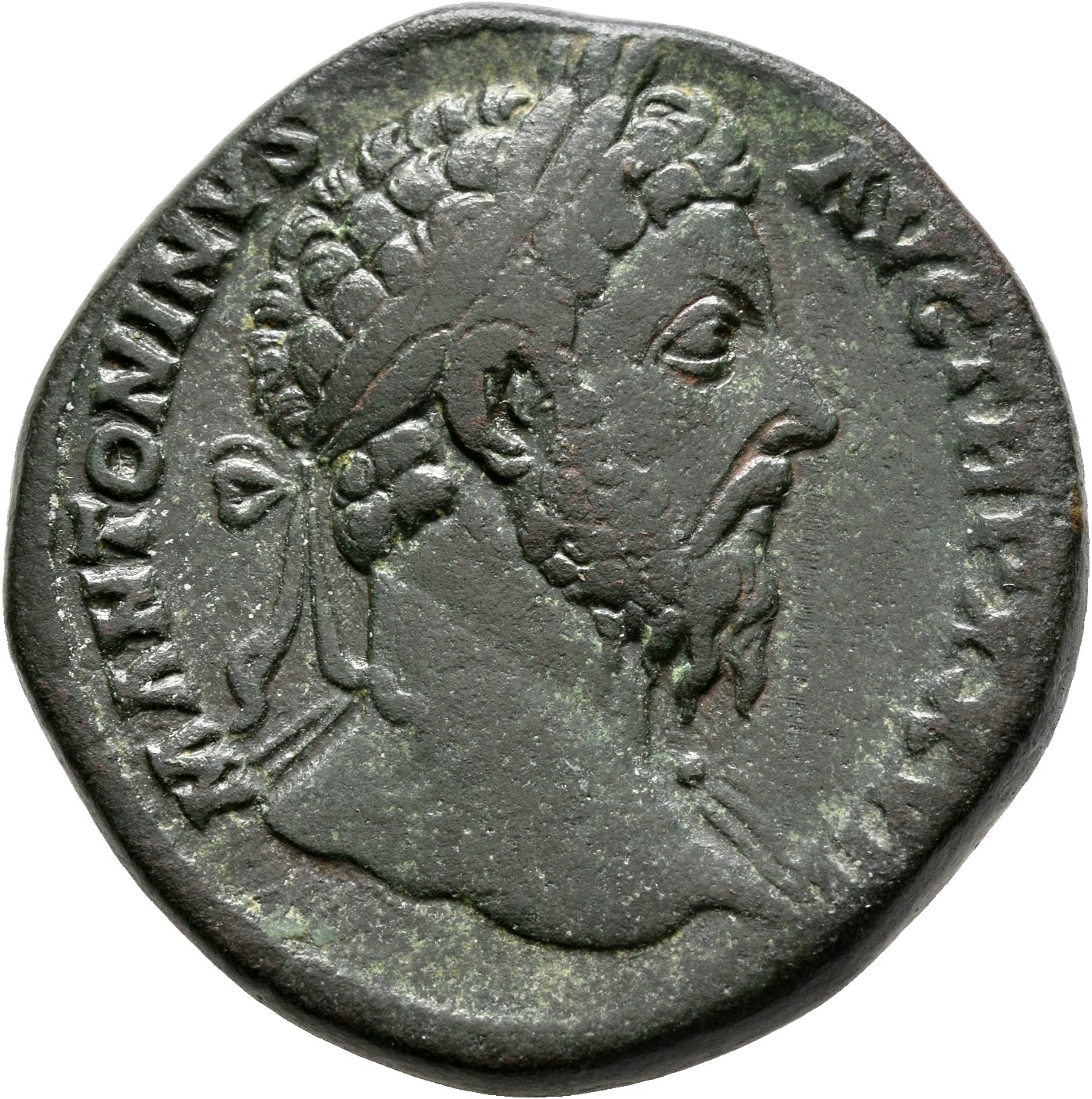 RIC III Marcus Aurelius 1077 Marcus Aurelius obverse, Head of Marcus Aurelius, laureate, right