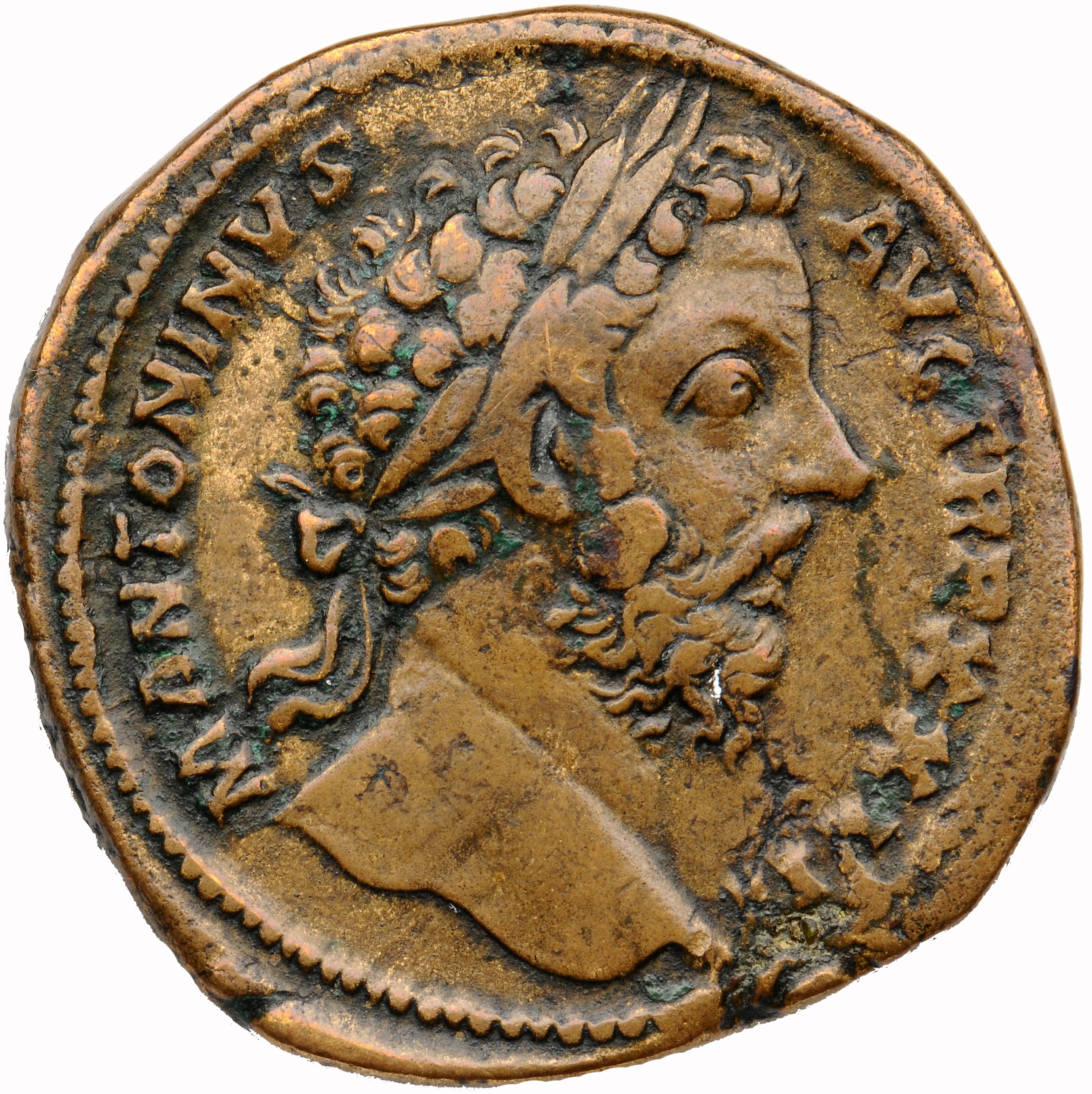 RIC III Marcus Aurelius 1077 Marcus Aurelius obverse — Head of Marcus Aurelius, laureate, right