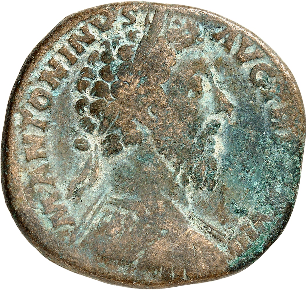 RIC III Marcus Aurelius 1097 Marcus Aurelius obverse — Bust of Marcus Aurelius, laureate, cuirassed, right