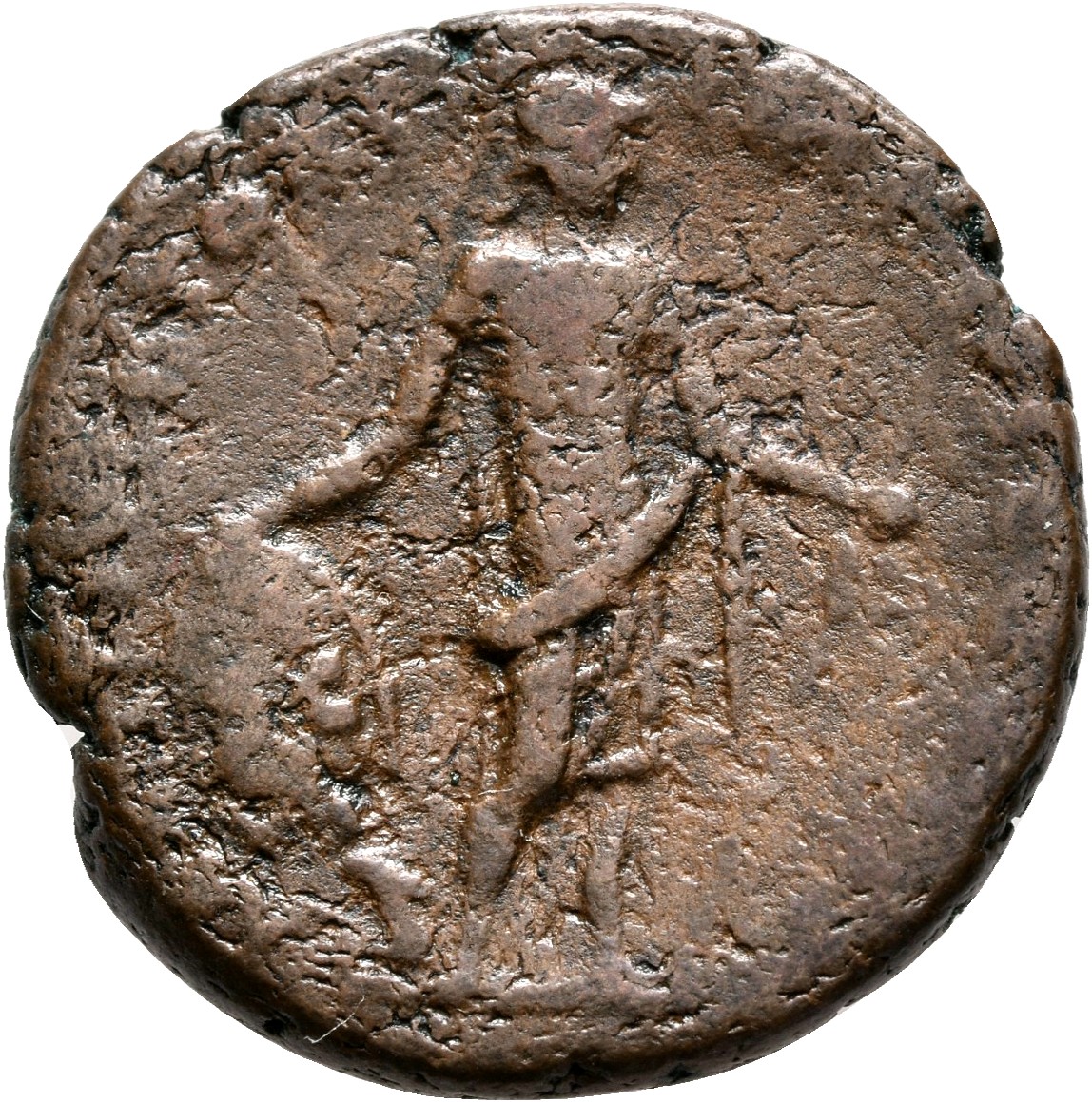 RIC III Marcus Aurelius 1107 Marcus Aurelius reverse, Mars, helmeted, half-draped, standing right, setting with right hand...