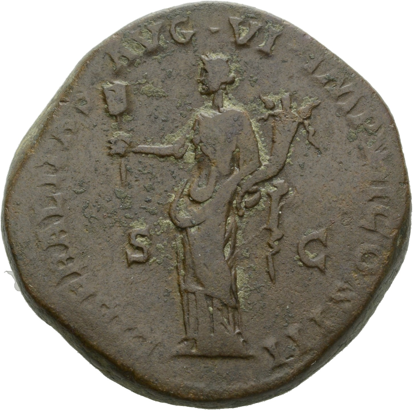 RIC III Marcus Aurelius 1147 Marcus Aurelius reverse, Liberalitas, draped, standing left, holding abacus in extended right...