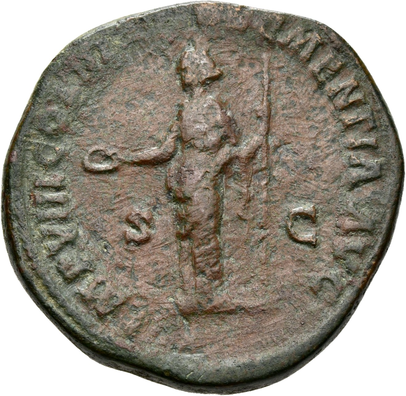 RIC III Marcus Aurelius 1160 Marcus Aurelius reverse, Clementia, draped, standing left, holidng patera in right hand and s...