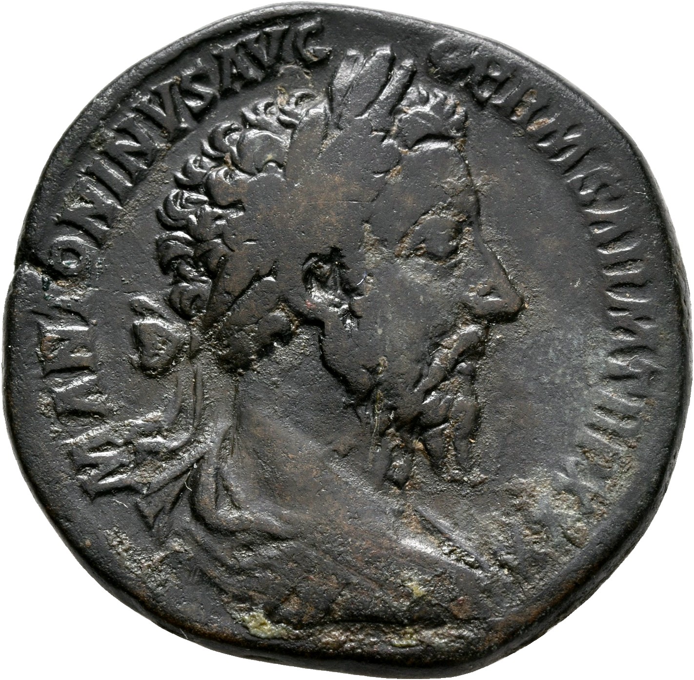 RIC III Marcus Aurelius 1161 Marcus Aurelius obverse, Bust of Marcus Aurelius, laureate, cuirassed, right