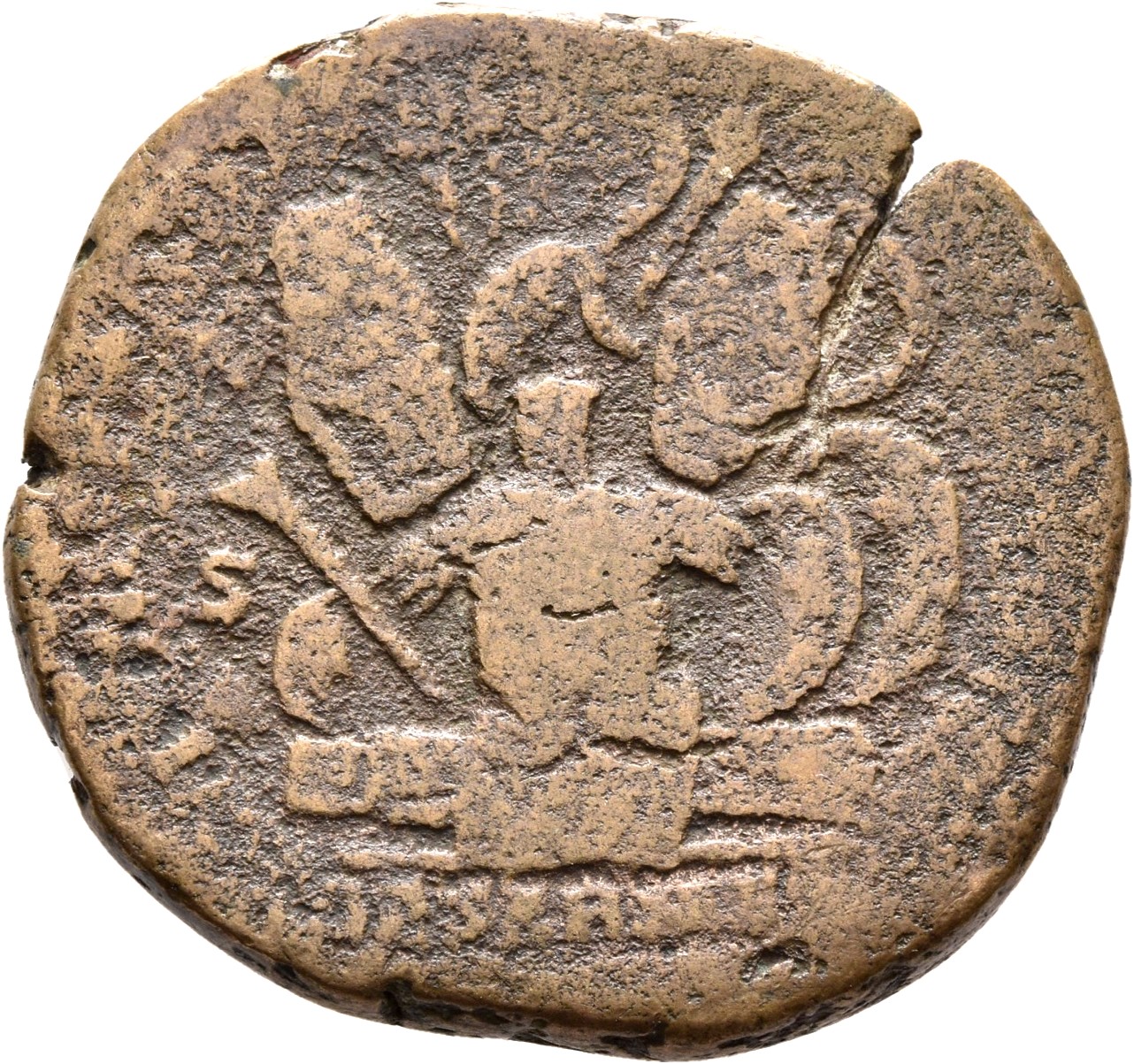 RIC III Marcus Aurelius 1190 Marcus Aurelius reverse, Pile of arms
