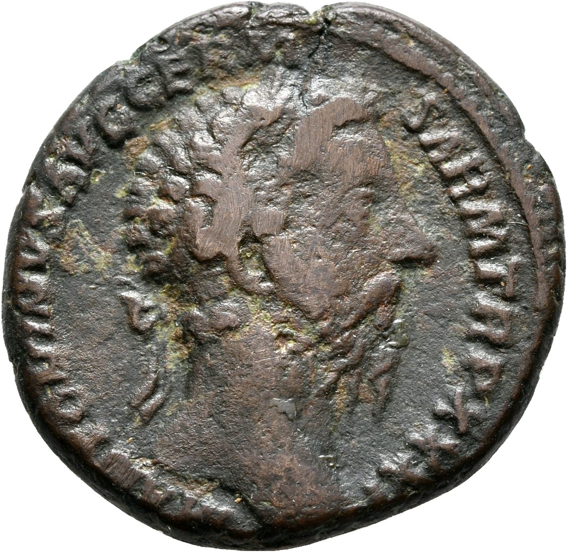 RIC III Marcus Aurelius 1202 Marcus Aurelius obverse, Head of Marcus Aurelius, laureate, right