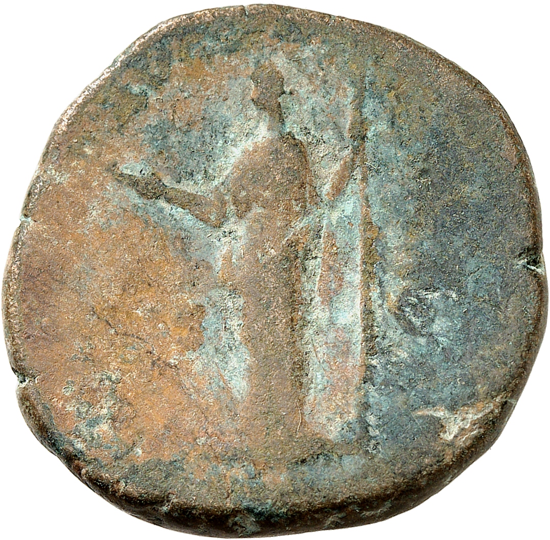 RIC III Marcus Aurelius 1227 Marcus Aurelius reverse, Felicitas, draped, standing left, holding caduceus in right hand and...