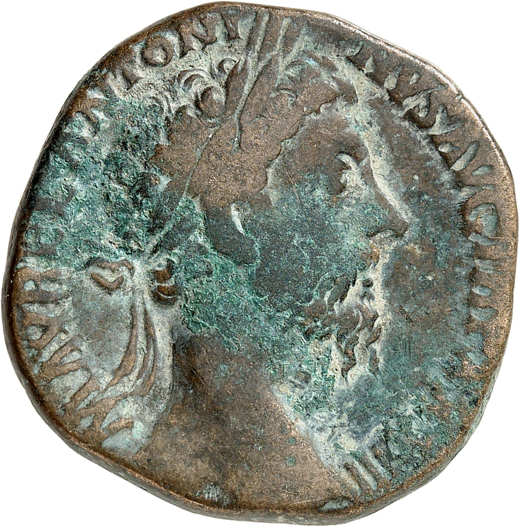 RIC III Marcus Aurelius 1239 Marcus Aurelius obverse, Head of Marcus Aurelius, laureate, right