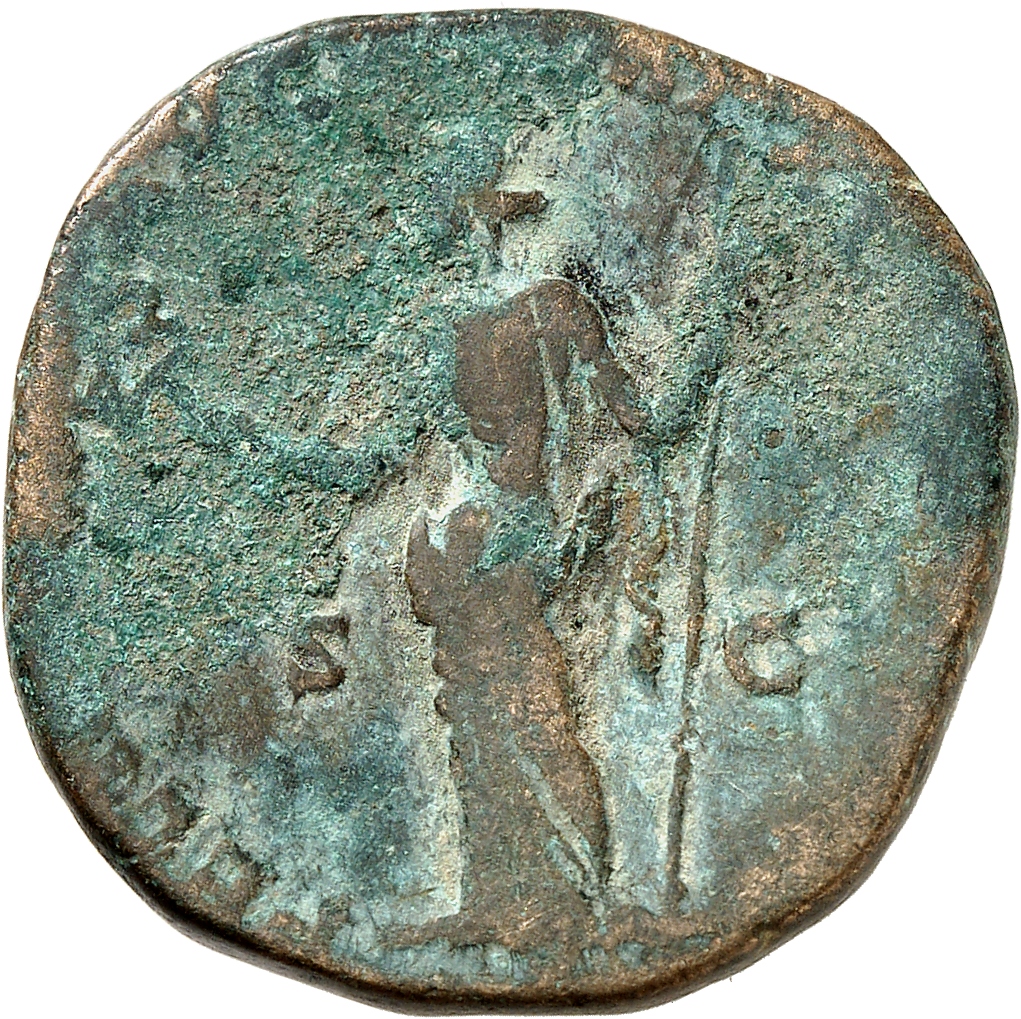 RIC III Marcus Aurelius 1239 Marcus Aurelius reverse, Felicitas, draped, standing left, holding caduceus in right hand and...