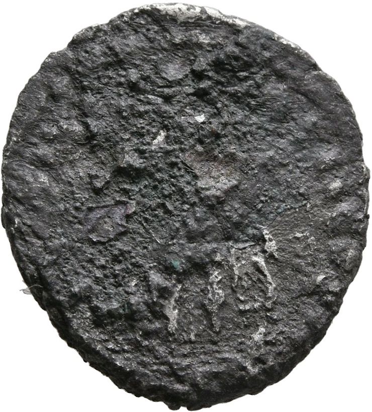 RIC III Marcus Aurelius 124 Marcus Aurelius reverse, Mars, helmeted, in military dress, standing right, holding inverted v...