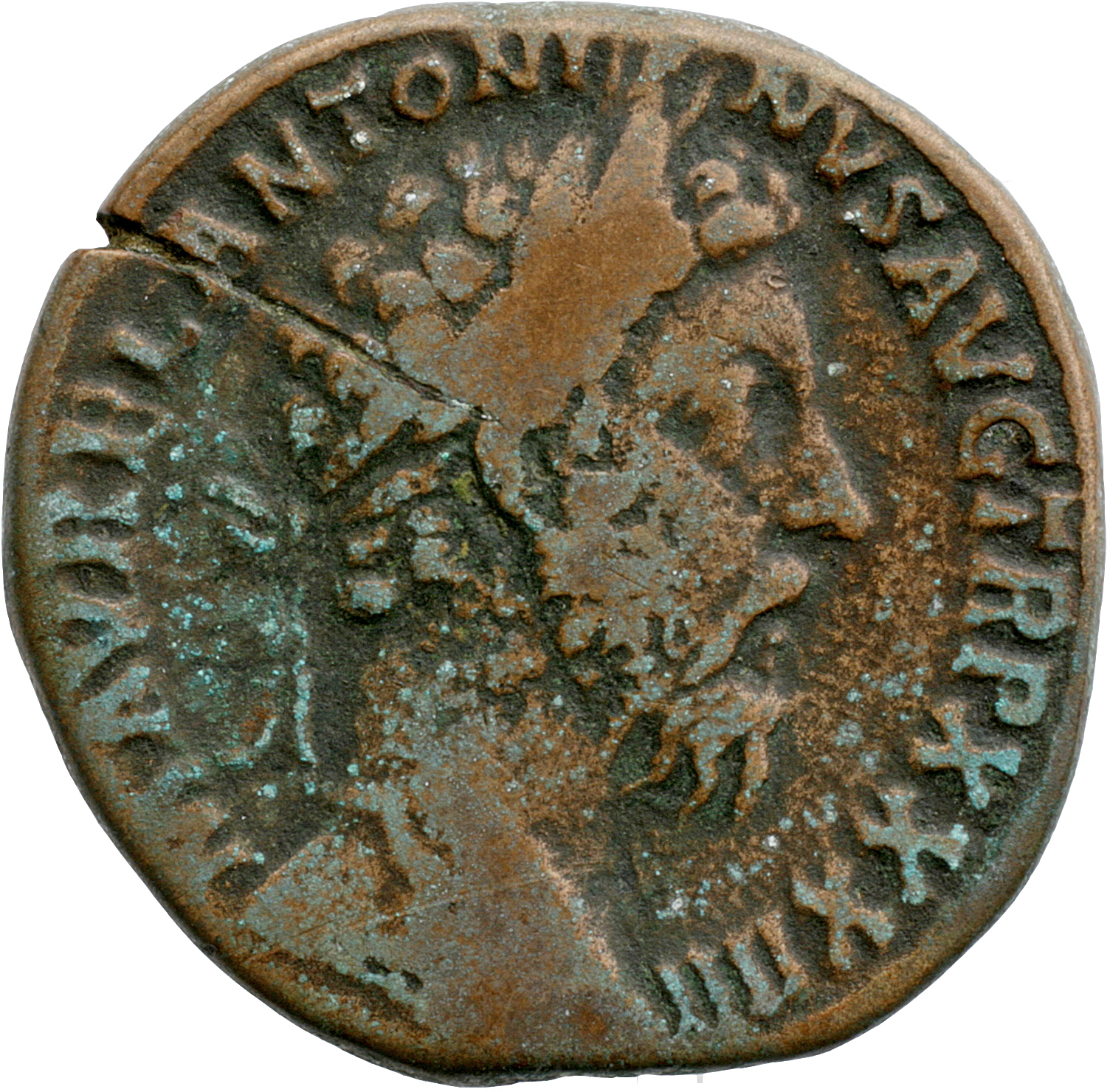RIC III Marcus Aurelius 1249 Marcus Aurelius obverse, Head of Marcus Aurelius, laureate, right