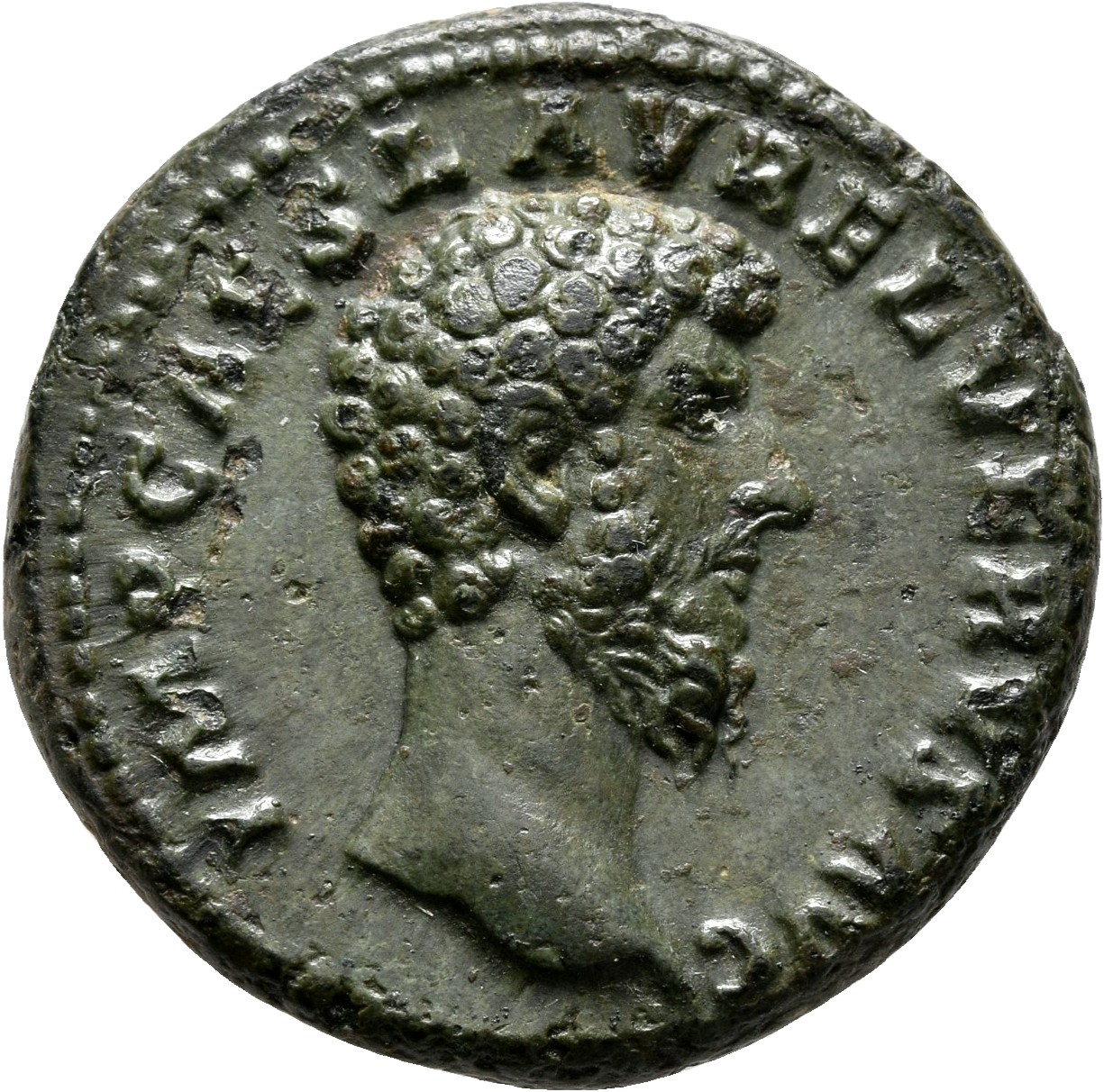 RIC III Marcus Aurelius 1288 Marcus Aurelius obverse, Head of Lucius Verus, bare, right
